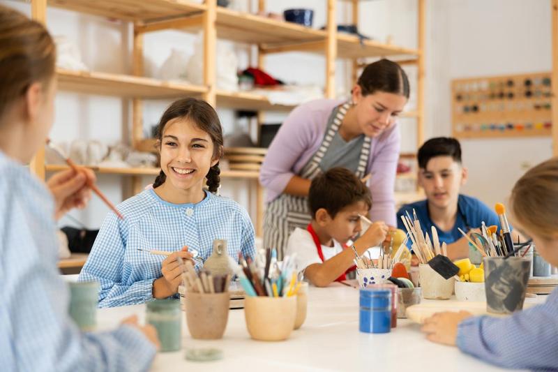Children taking part in a creative art workshop in Auckland school holidays