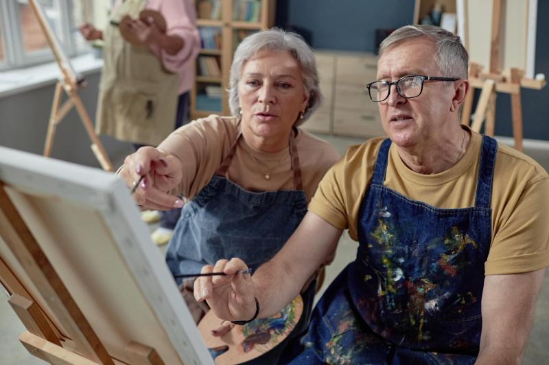 Adults attending a creative community education class in Auckland, New Zealand.